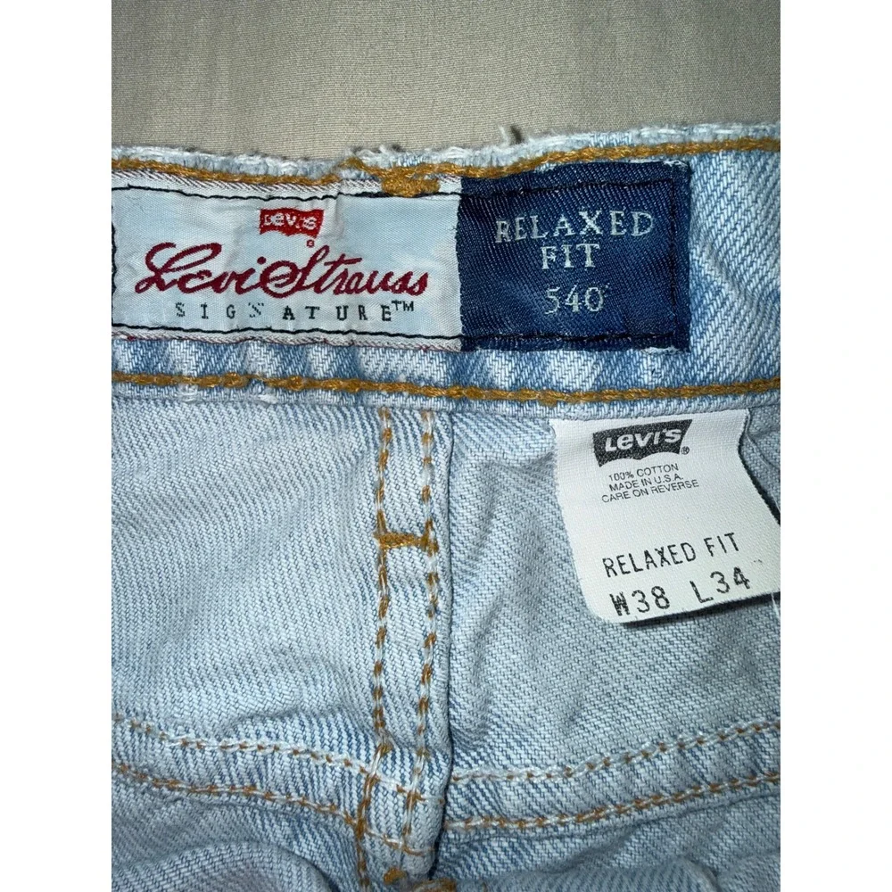 Levis 540 Relaxed Fit Jeans Mens 38x34 Light Wash Blue Denim Made in USA Vintage